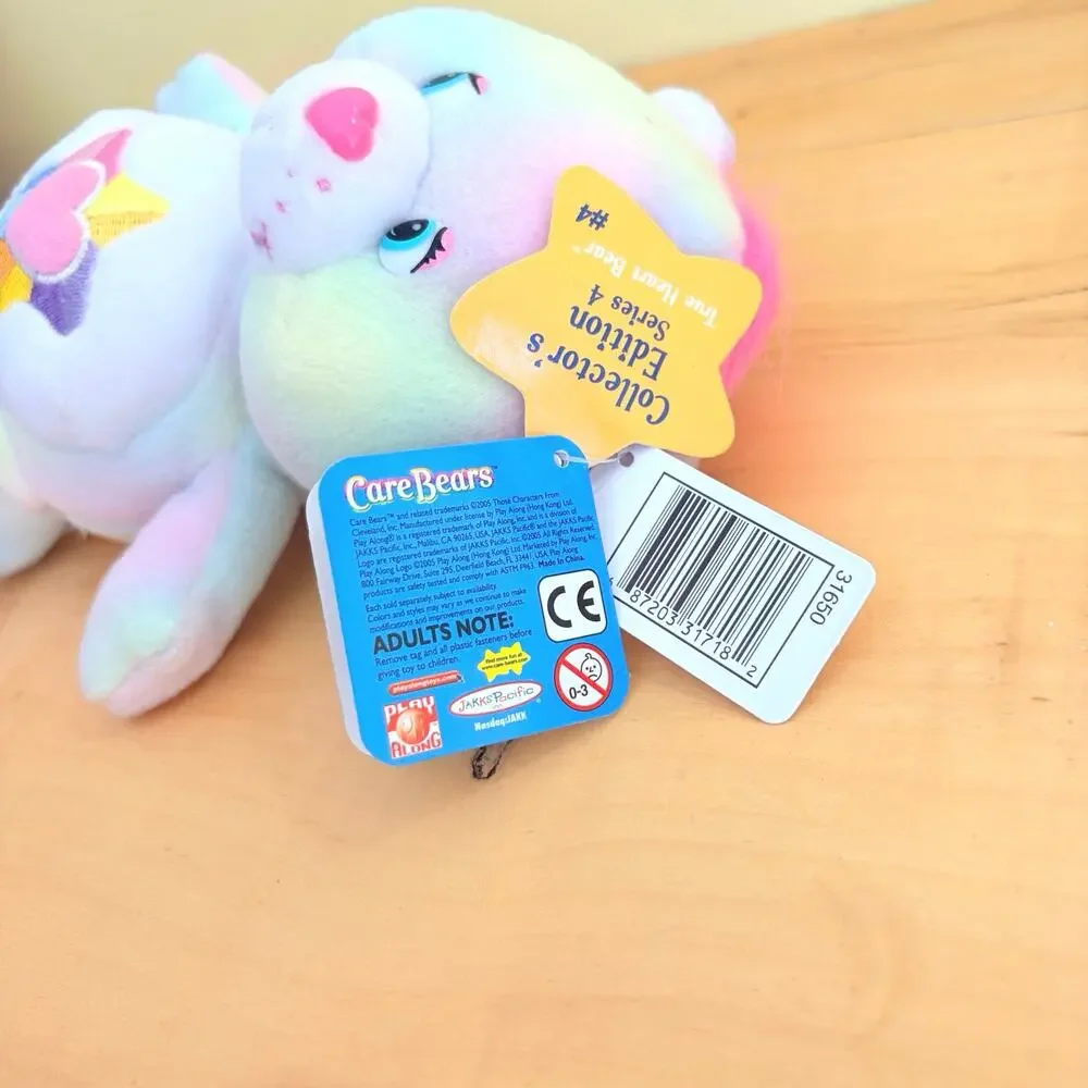 NWT Vtg 2004 Care Bear True Heart Plush Stuffed Animal Toy Y2K Tie Dye Pastel